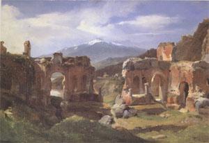 Achille-Etna Michallon Ruins of the Theater at Taormina (Sicily) (mk05) oil painting picture